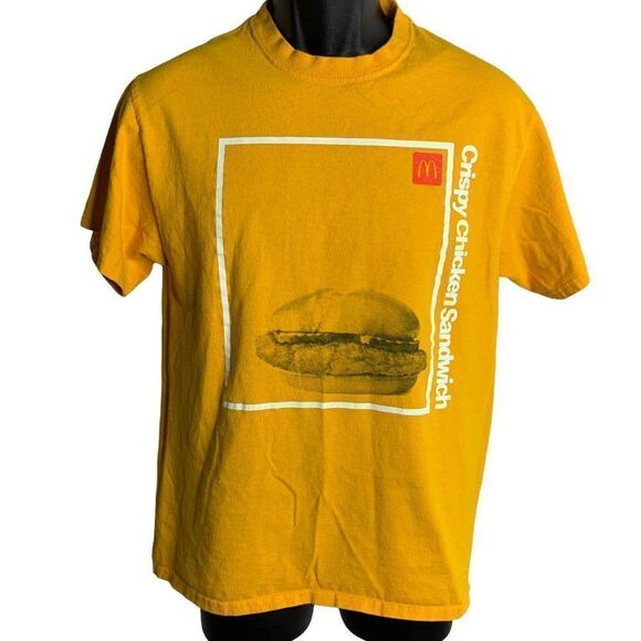 McDonalds Uniform Crewneck T Shirt S Orange Short Sleeve Crispy Chicken Snack T - Picture 1 of 6